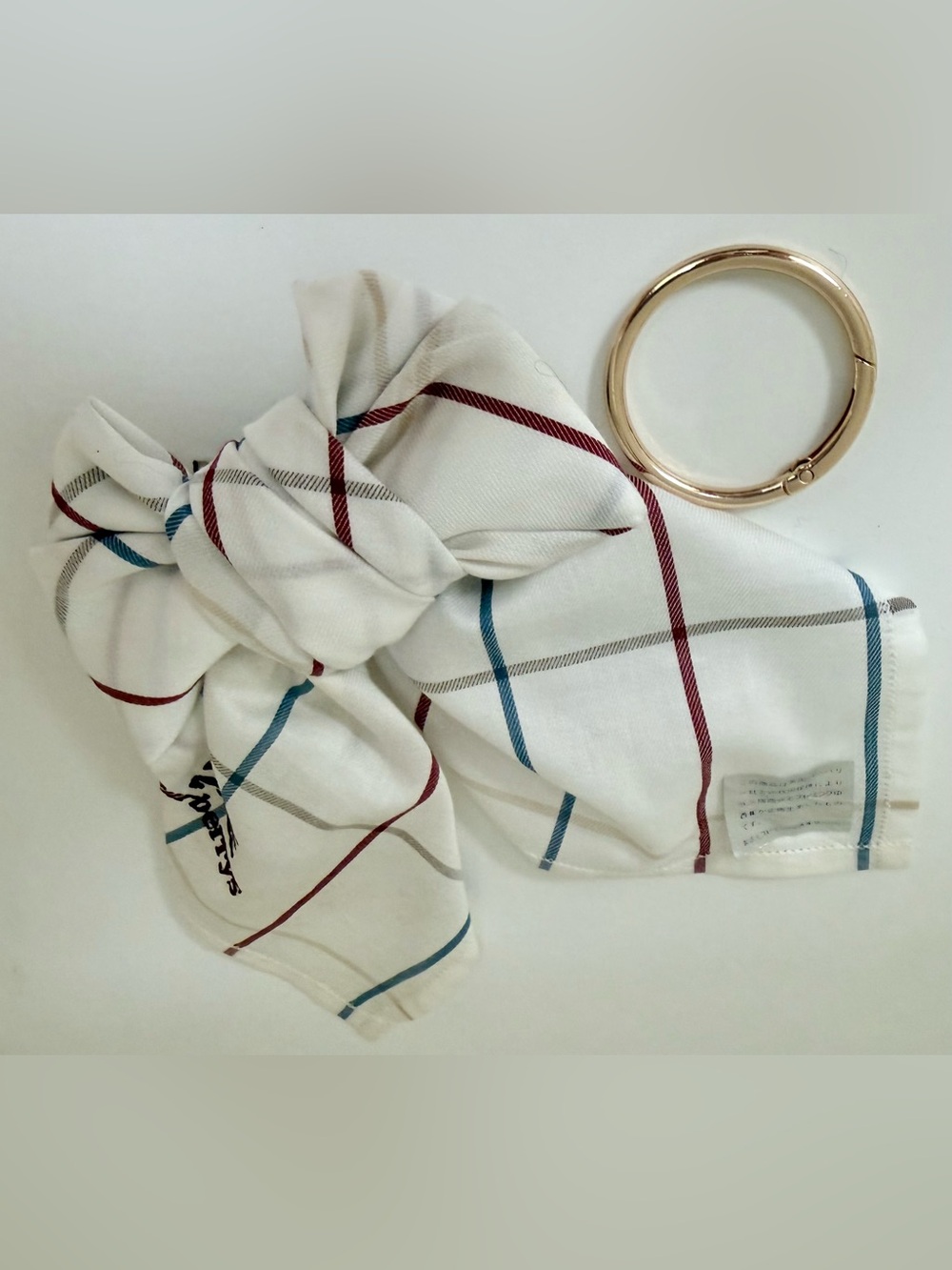BURBERRYS Vintage 90’s Classic Check Handkerchief Scarf Bow Charm Hair-Clip - Picture 8 of 15